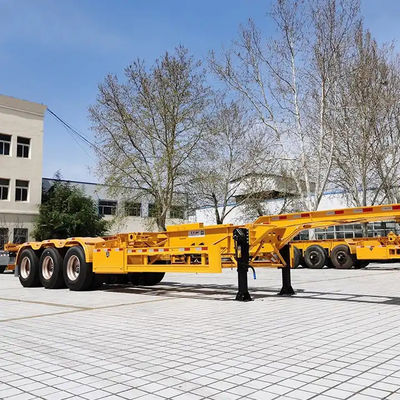 3 محور 40ft 20ft الهيكل العظمي نصف مقطورة 20ft 40ft 45ft حاوية مع 12 قفل التواء